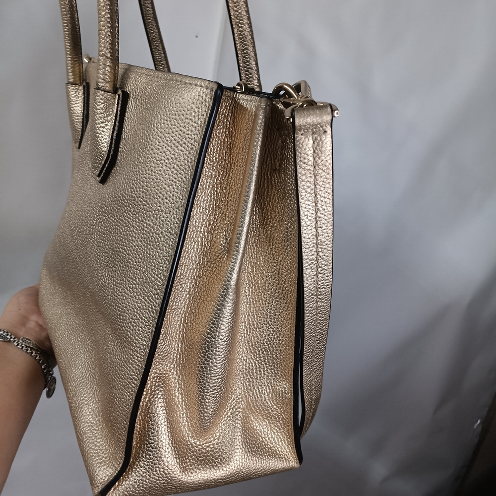 Michael Kors Gold Leather Tote Bag - Picture 8 of 16